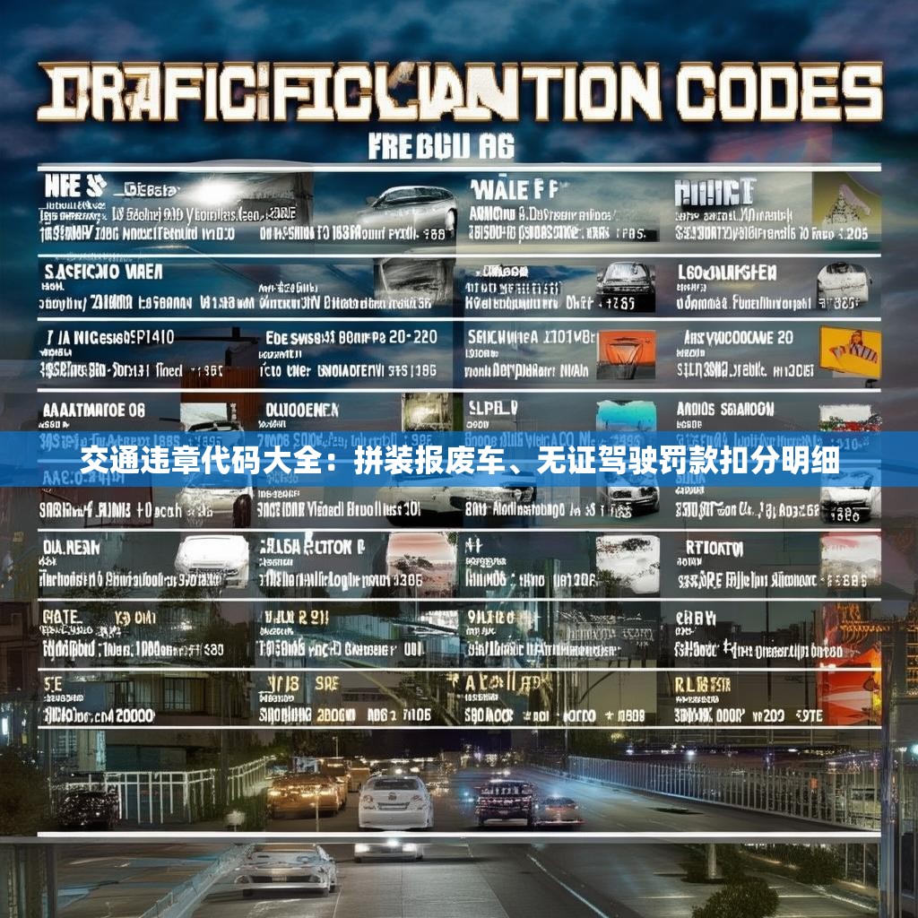 交通违章代码大全：拼装报废车、无证驾驶罚款扣分明细